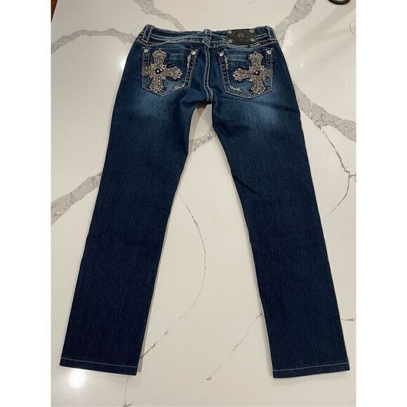Miss Me Winter Cross Signature Rise Skinny Jeans Dark Wash Sz 29 - Picture 2 of 8